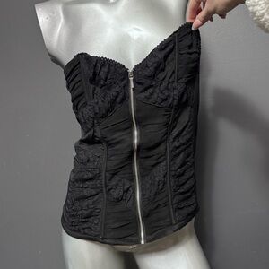 Bebe Black Zippered Corset Top